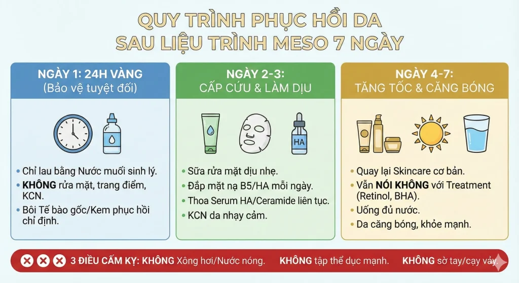 Quy trình phục hồi da sau liệu trình 7 ngày